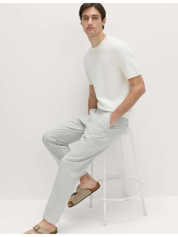 Marks & Spencer Hlačne Chino iz mešanice lanu, navaden kroj Marks & Spencer siva