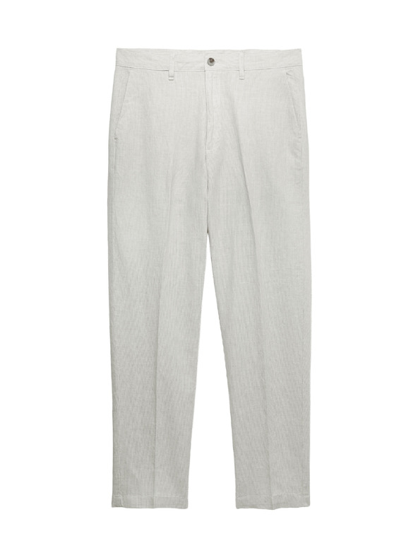 Marks & Spencer Hlačne Chino iz mešanice lanu, navaden kroj Marks & Spencer siva