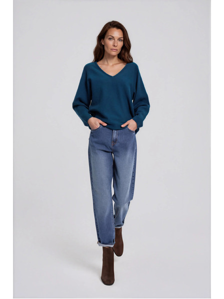 Moodo Jeans mom fit temno modri Moodo