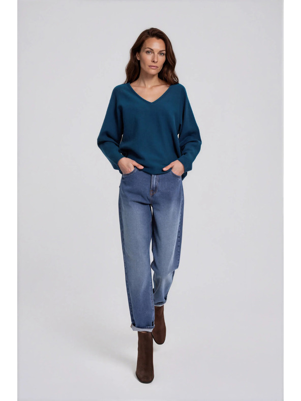 Moodo Jeans mom fit temno modri Moodo