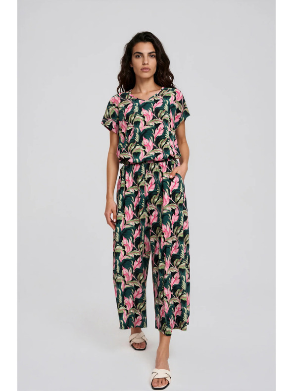 Moodo Zelene cvetne culotte hlace