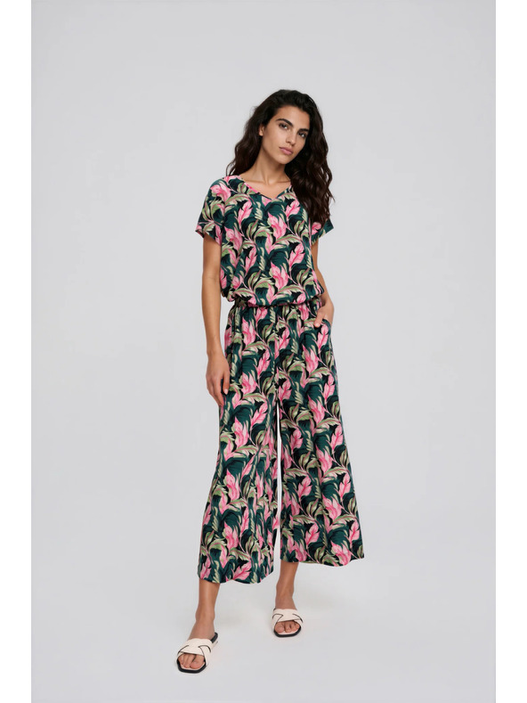 Moodo Zelene cvetne culotte hlace