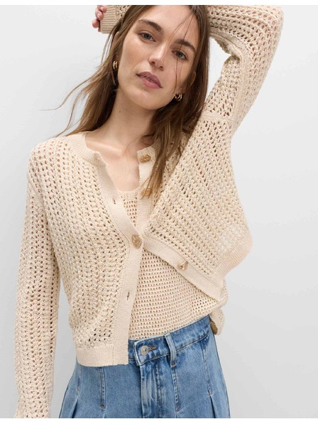 Marks & Spencer Cardigan s teksturo ozko prilegajočega reza iz bombaž mešanice Marks & Spencer kremna