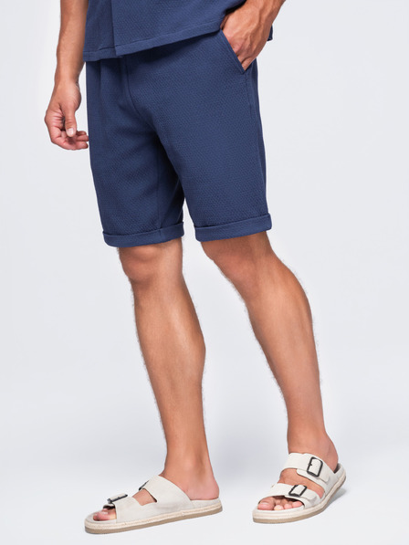 Ombre Clothing Moške kratke hlače iz strukturiranega bombaža – temno modre V1 OM-SRCS-0207 Ombre Clothing