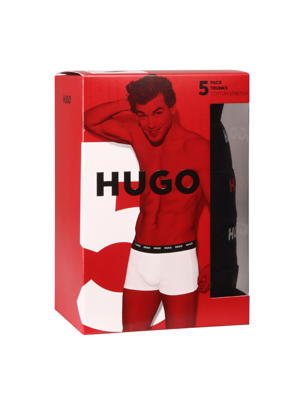 HUGO Komplet petih - moške boksarice HUGO črne