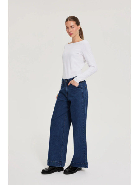 Moodo Modre jeans hlače z wide leg krojem Moodo
