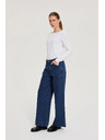Moodo Modre jeans hlače z wide leg krojem Moodo