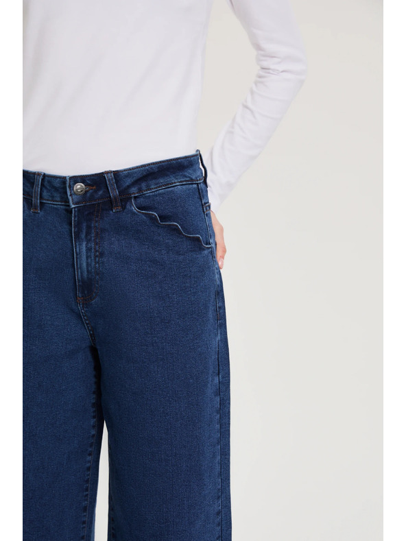 Moodo Modre jeans hlače z wide leg krojem Moodo