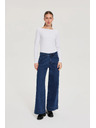 Moodo Modre jeans hlače z wide leg krojem Moodo