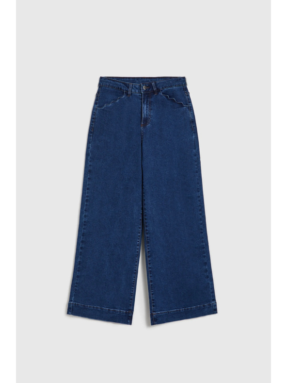Moodo Modre jeans hlače z wide leg krojem Moodo