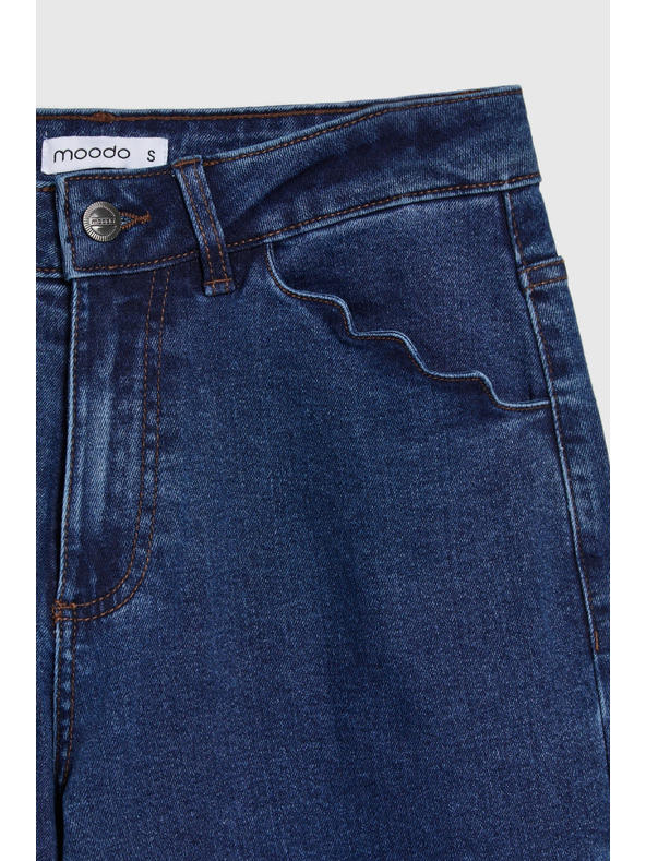 Moodo Modre jeans hlače z wide leg krojem Moodo