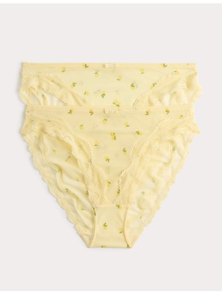 Marks & Spencer Komplet 2 ks visoko střiženih cvetnih mrežastih hlač Marks & Spencer rumena