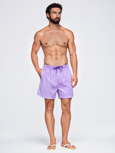 Ombre Clothing Moške plavalne hlače iz blaga s sijajnim površjem – vijolične V6 OM-SRSS-0216 Ombre Clothing