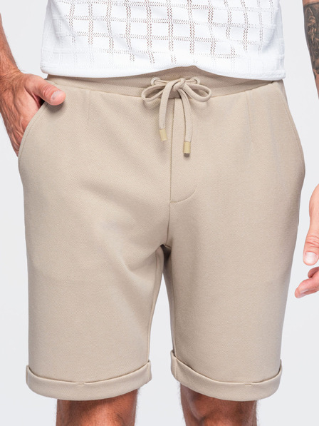 Ombre Clothing Viskoze moške kratke hlače z elastiko v pasu – beige V3 OM-SRCS-0206 Ombre Clothing
