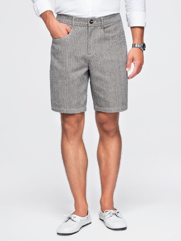 Ombre Clothing Moške strukturirane kratke hlače REGULAR FIT – rjavo melano V1 OM-SRCS-0189 Ombre Clothing