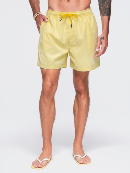 Ombre Clothing Moške plavalne hlače iz blaga s sijajnim površjem – rumene V2 OM-SRSS-0216 Ombre Clothing