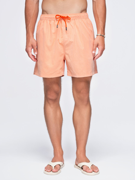 Ombre Clothing Moške plavalne hlače iz blaga s sijajnim površjem – pastelno oranžne V3 OM-SRSS-0216 Ombre Clothing