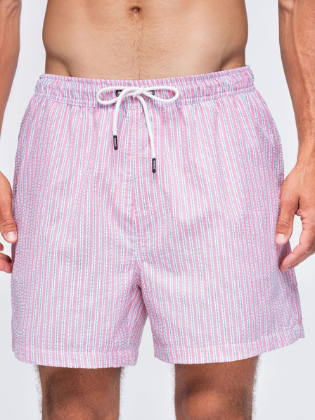 Ombre Clothing Moške plavalne hlače iz teksturiranega progastega materiala – roza V2 OM-SRSS-0214 Ombre Clothing