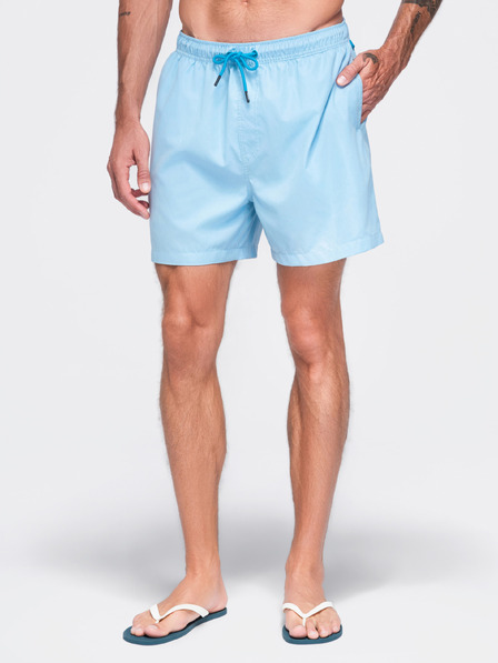Ombre Clothing Moške plavalne hlače iz blaga s sijajnim površjem – svetlo modre V5 OM-SRSS-0216 Ombre Clothing