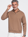 Ombre Clothing Moški pulover brez zapenjanja z oblikovanim ovratnikom – rjava V2 OM-SSNZ-0262 Ombre Clothing