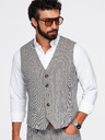 Ombre Clothing Moški strukturirani telovnik k obleku – rjava melanž V1 OM-BLZV-0155 Ombre Clothing