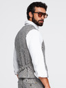Ombre Clothing Moški strukturirani telovnik k obleku – rjava melanž V1 OM-BLZV-0155 Ombre Clothing