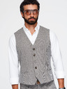 Ombre Clothing Moški strukturirani telovnik k obleku – rjava melanž V1 OM-BLZV-0155 Ombre Clothing