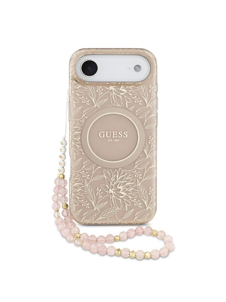Guess Guess IML Flowers Allover Strap MagSafe Zadnja Srajca za iPhone Air Pink