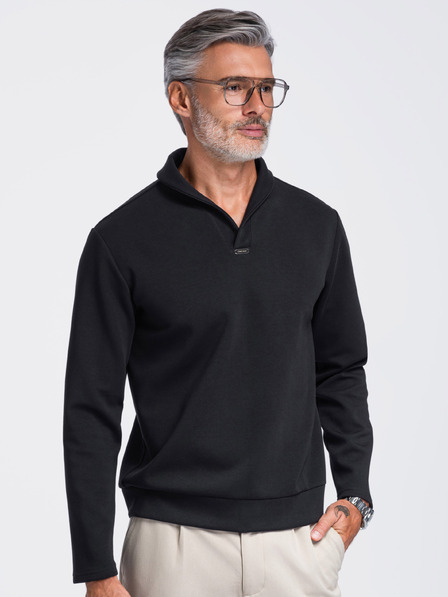 Ombre Clothing Moška jopa brez zapenjanja z obročenim ovratnikom – črna V5 OM-SSNZ-0262 Ombre Clothing