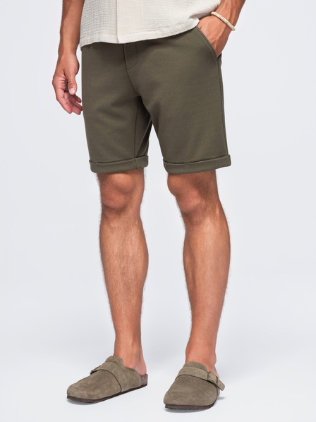 Ombre Clothing Moške viskozne kratke hlače tipa chino – olivno zelene V5 OM-SRCS-0206 Ombre Clothing