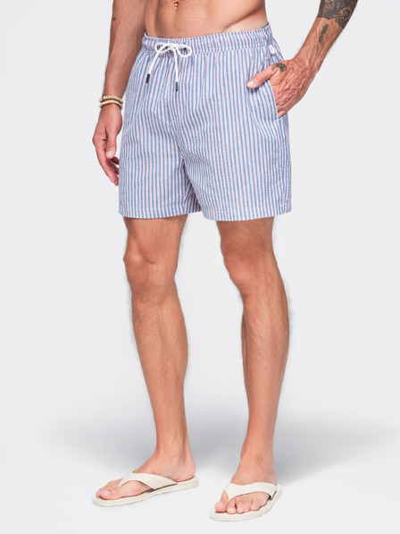 Ombre Clothing Moške plavalne hlače iz teksturiranega progastega materiala – temno modre V3 OM-SRSS-0214 Ombre Clothing