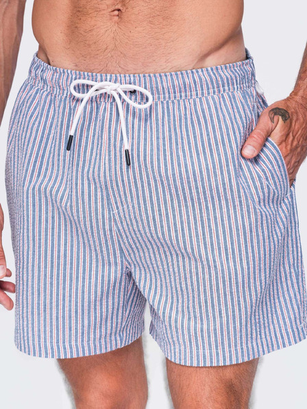 Ombre Clothing Moške plavalne hlače iz teksturiranega progastega materiala – temno modre V3 OM-SRSS-0214 Ombre Clothing
