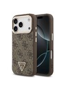Guess Guess PU Leather 4G Strass Triangle Logo Gold Frame MagSafe Zadnji ovoj za iPhone 18 Pro Brown