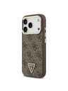 Guess Guess PU Leather 4G Strass Triangle Logo Gold Frame MagSafe Zadnji ovoj za iPhone 18 Pro Brown