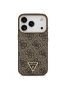 Guess Guess PU Leather 4G Strass Triangle Logo Gold Frame MagSafe Zadnji ovoj za iPhone 18 Pro Brown