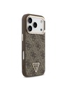 Guess Guess PU Leather 4G Strass Triangle Logo Gold Frame MagSafe Zadnji ovoj za iPhone 18 Pro Brown
