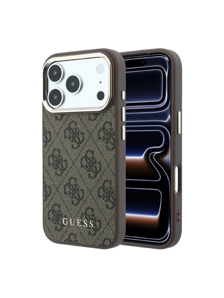 Guess Guess PU Leather 4G Gold Frame MagSafe Zadnji ovoj za iPhone 18 Pro Brown