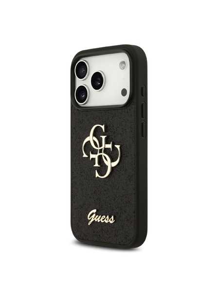 Guess Guess PU Fixed Glitter 4G Metal Logo Zadnji ovoj za iPhone 18 Pro Black