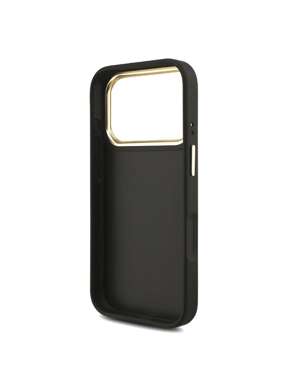 Guess Guess PU Leather 4G Metal Logo Gold Frame Zadnji ovoj za iPhone 18 Pro Black