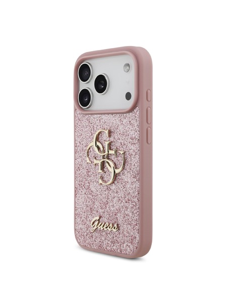 Guess Guess PU Fixed Glitter 4G Metal Logo Zadnji ovoj za iPhone 18 Pro Pink