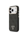 Guess Guess PU Leather 4G Strass Triangle Logo Gold Frame MagSafe Zadnji ovoj za iPhone 18 Pro Black