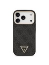 Guess Guess PU Leather 4G Strass Triangle Logo Gold Frame MagSafe Zadnji ovoj za iPhone 18 Pro Black