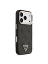Guess Guess PU Leather 4G Strass Triangle Logo Gold Frame MagSafe Zadnji ovoj za iPhone 18 Pro Black