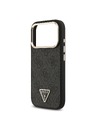 Guess Guess PU Leather 4G Strass Triangle Logo Gold Frame MagSafe Zadnji ovoj za iPhone 18 Pro Black