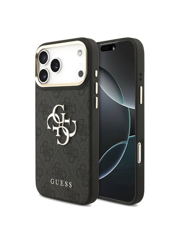 Guess Guess PU Leather 4G Metal Logo Gold Frame Zadnji ovoj za iPhone 18 Pro Max Black