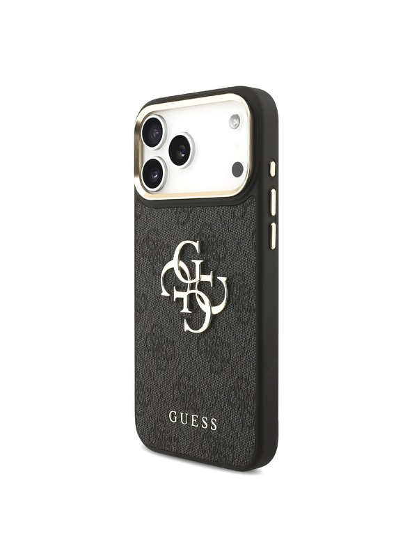 Guess Guess PU Leather 4G Metal Logo Gold Frame Zadnji ovoj za iPhone 18 Pro Max Black