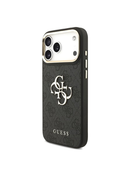 Guess Guess PU Leather 4G Metal Logo Gold Frame Zadnji ovoj za iPhone 18 Pro Max Black