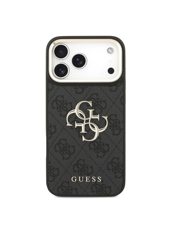 Guess Guess PU Leather 4G Metal Logo Gold Frame Zadnji ovoj za iPhone 18 Pro Max Black