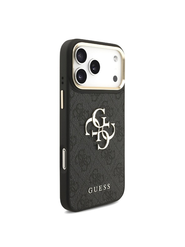 Guess Guess PU Leather 4G Metal Logo Gold Frame Zadnji ovoj za iPhone 18 Pro Max Black