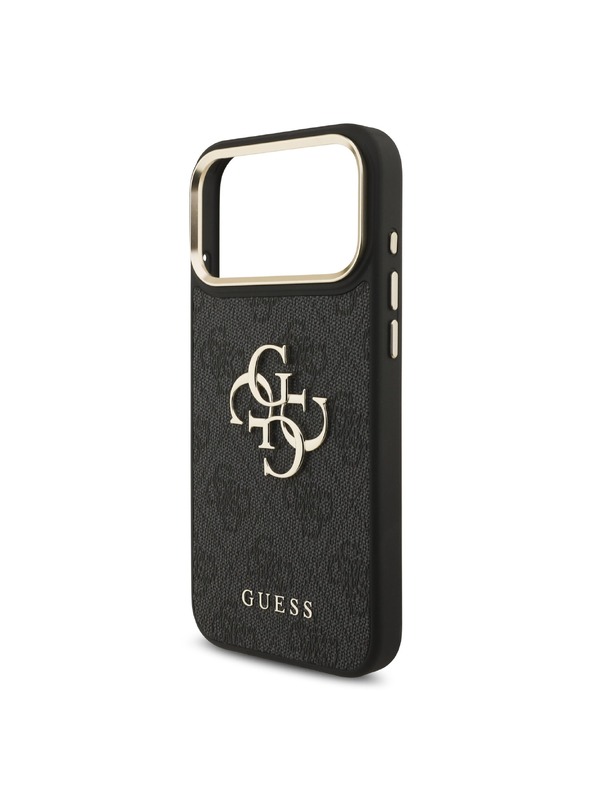Guess Guess PU Leather 4G Metal Logo Gold Frame Zadnji ovoj za iPhone 18 Pro Max Black